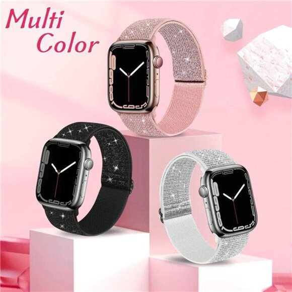 3 Pack Shiny Bands Compatible with Apple Watch Band for Women 38mm 40mm 41mm - Picture 2 of 7